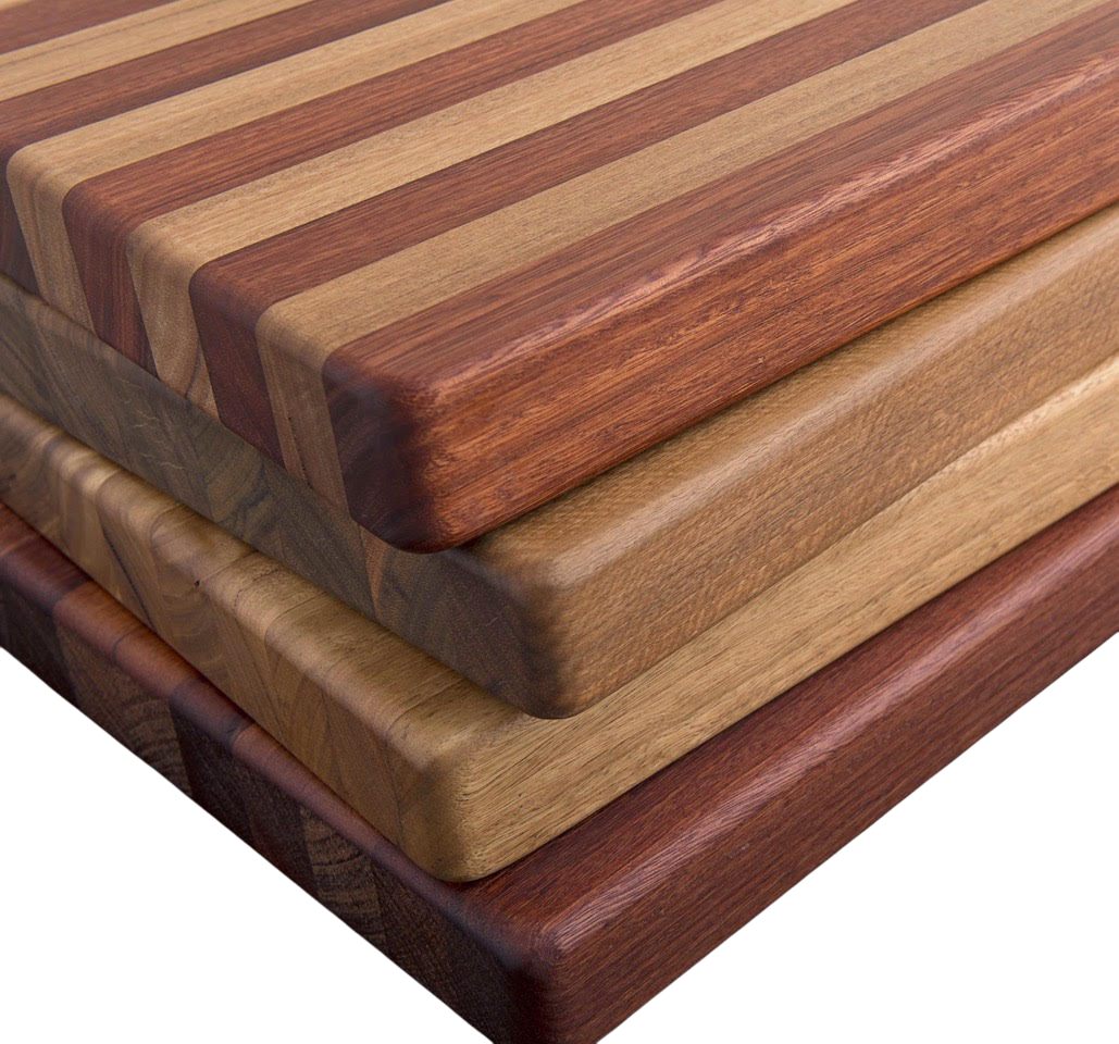 Displaying 4 different timber types for our iconic Butchers Block board