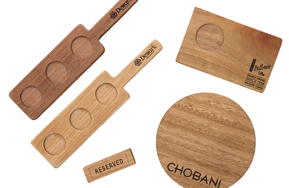 A collection of our corporate gift offerings engraved with existing client company logos