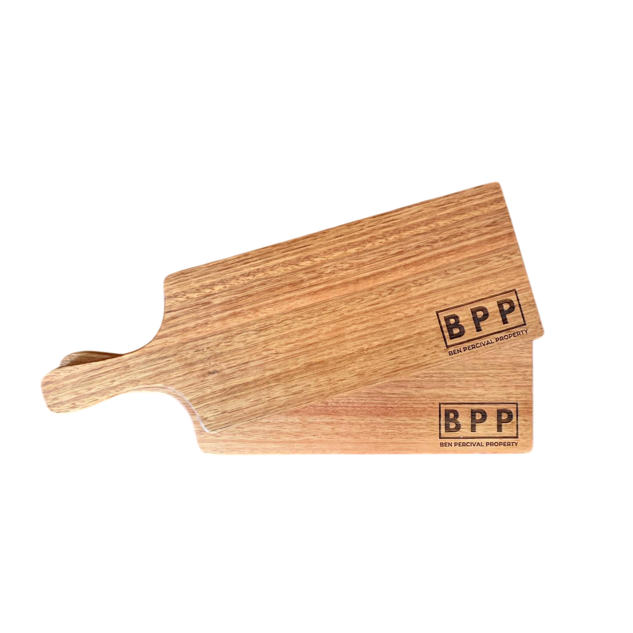 Corporate cheese board with handle, with engraved company name Ben Percival Properties