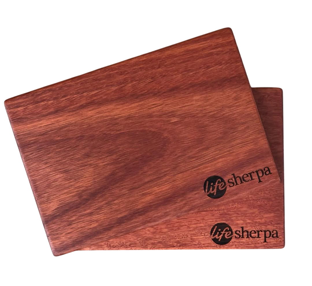 Dark Blue Gum custom corporate gift boards done for the Life Sherpa company