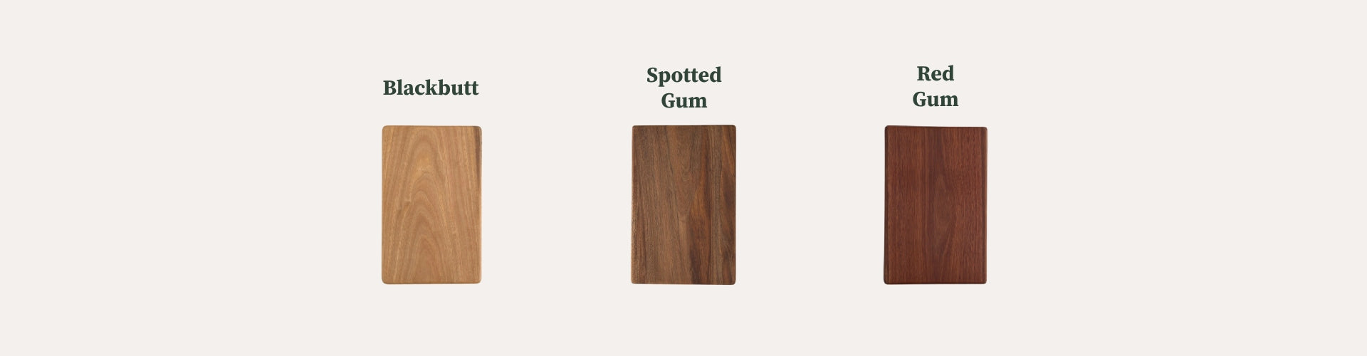 A comparison of our 5 hardwoods together with names